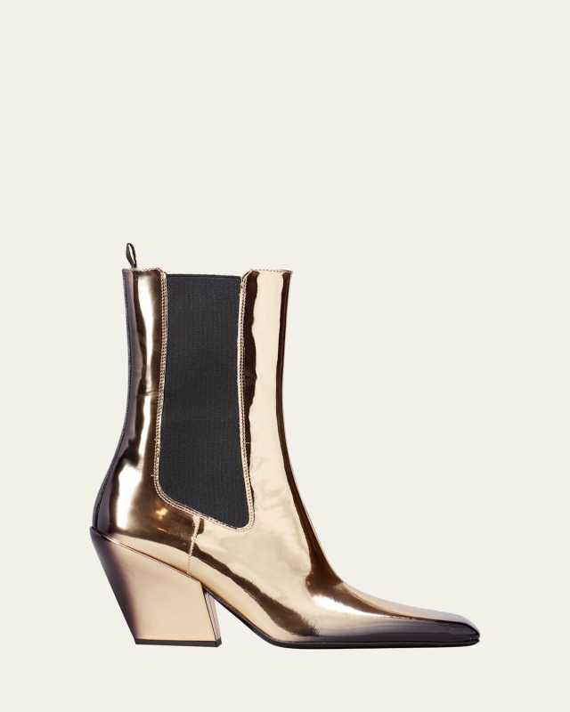 Metallic Square-Toe Chelsea Booties
